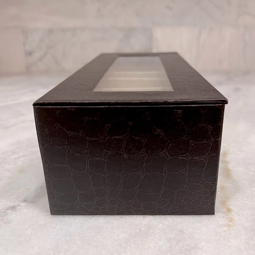 5 Slot Brown Crocodile Skin Pattern Leatherette Watch Box